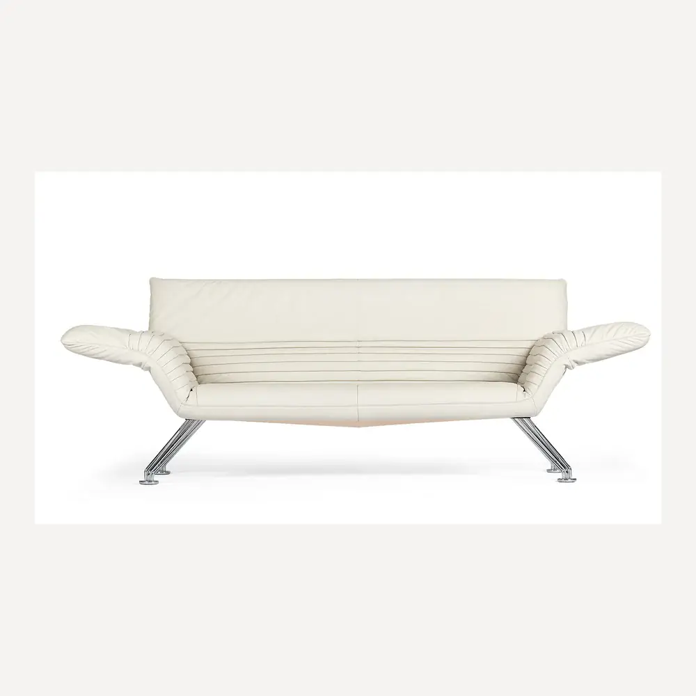 Weißes Ledersofa mit verstellbaren Armlehnen von Desede Switzerland, elegantes Design.