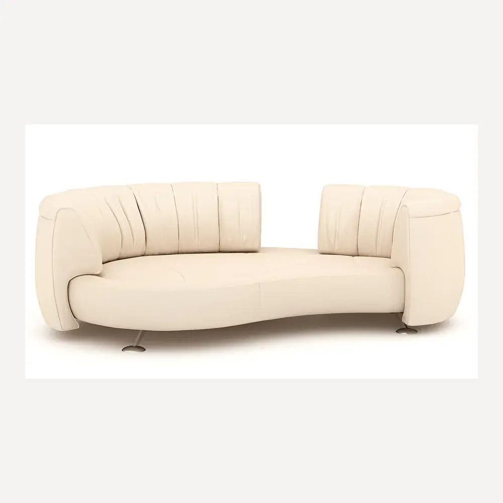 Beiges Ledersofa von Desede Switzerland mit geschwungenem Design und hoher Rückenlehne.