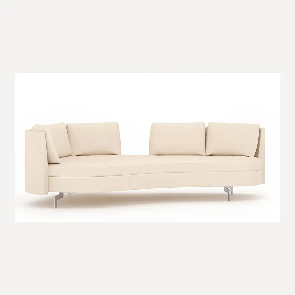 Ein cremefarbenes Nierensofa von Desede Switzerland mit Edelstahlfüßen und verschiebbaren Rückenlehnen.