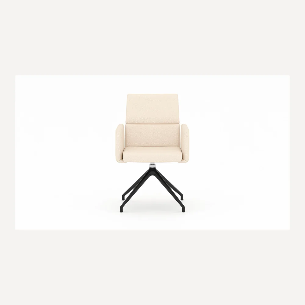 Beiger Lederstuhl mit schwarzem Drehgestell von Desede Switzerland, ideal für modernes Büro.