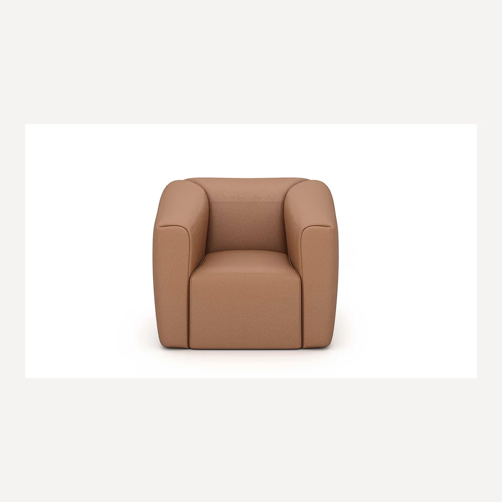 Brauner Ledersessel von Desede Switzerland mit kubischem Design und komfortabler Polsterung.
