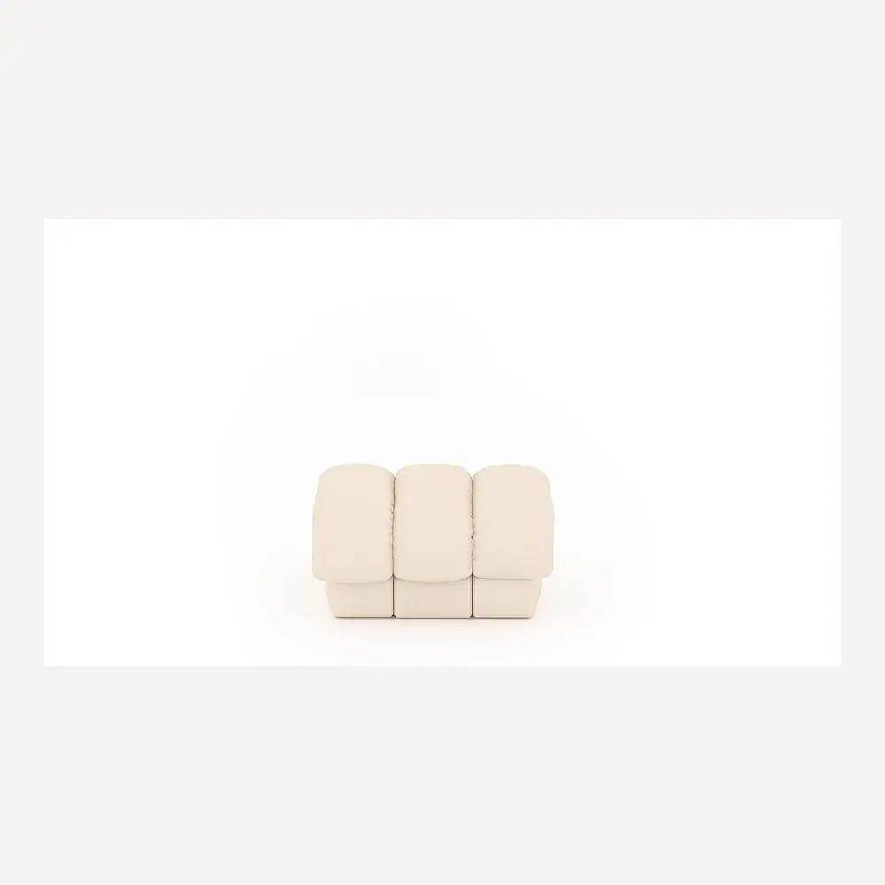 Beiger Hocker aus Leder in Rippenform von Desede Switzerland.