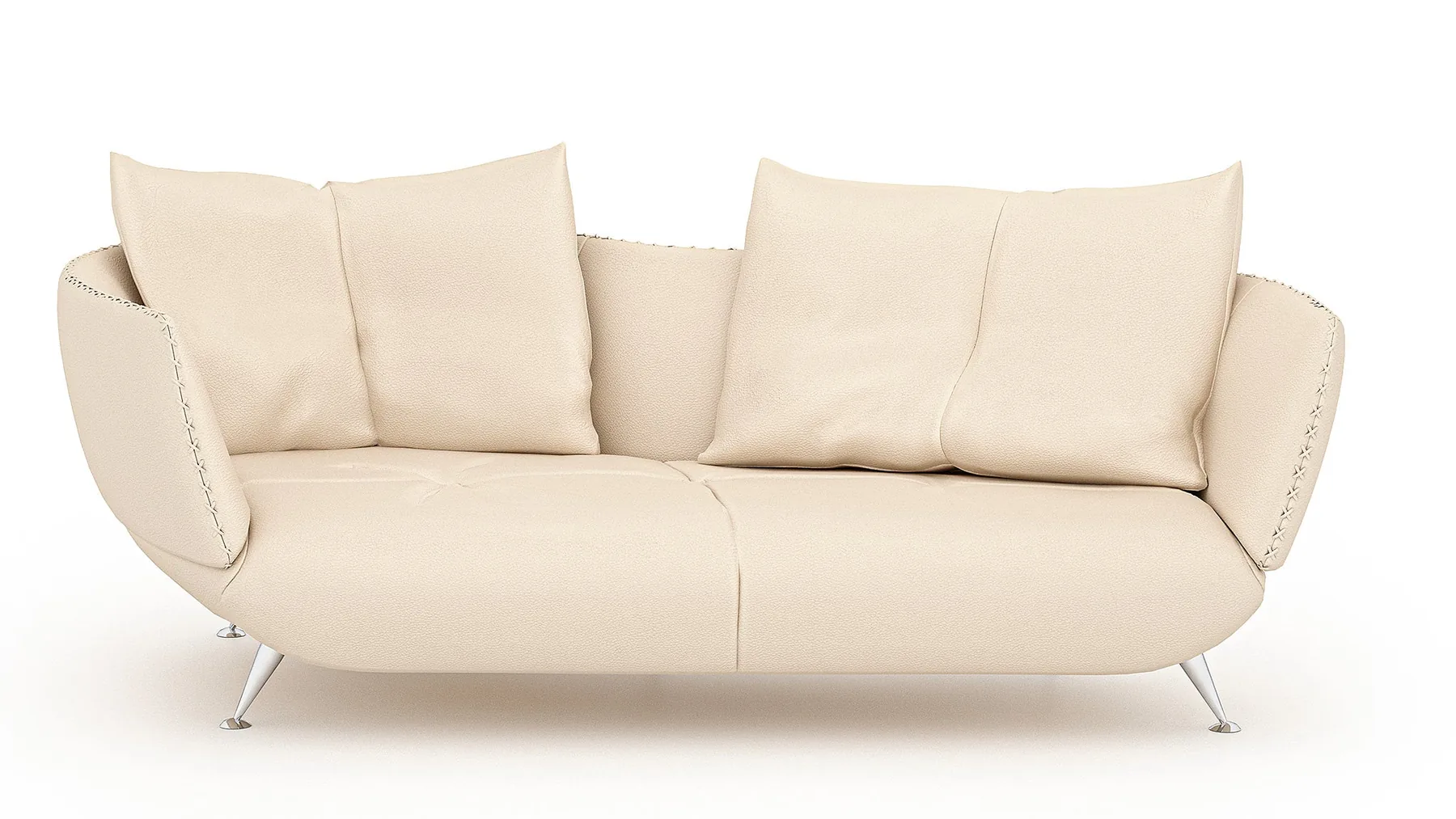 Beiges Ledersofa in organischer Form von Desede Switzerland mit eleganten Metallfüßen.