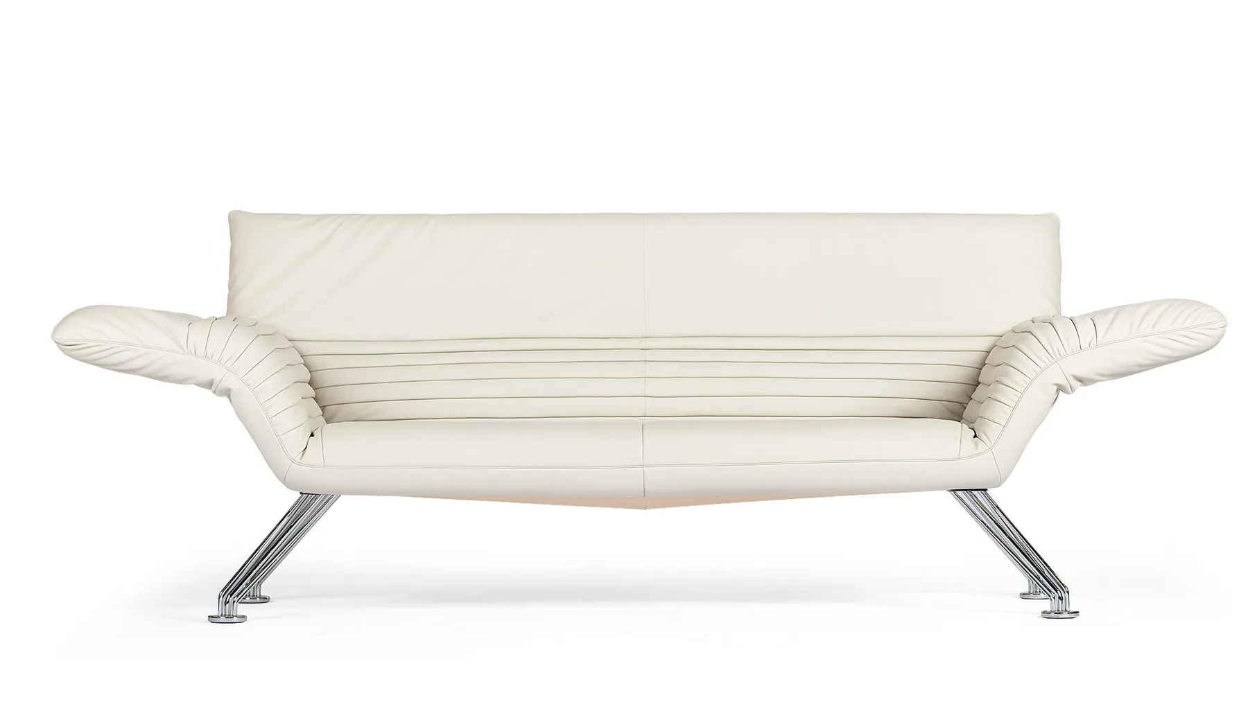 Weißes Ledersofa mit verstellbaren Armlehnen von Desede Switzerland, elegantes Design.