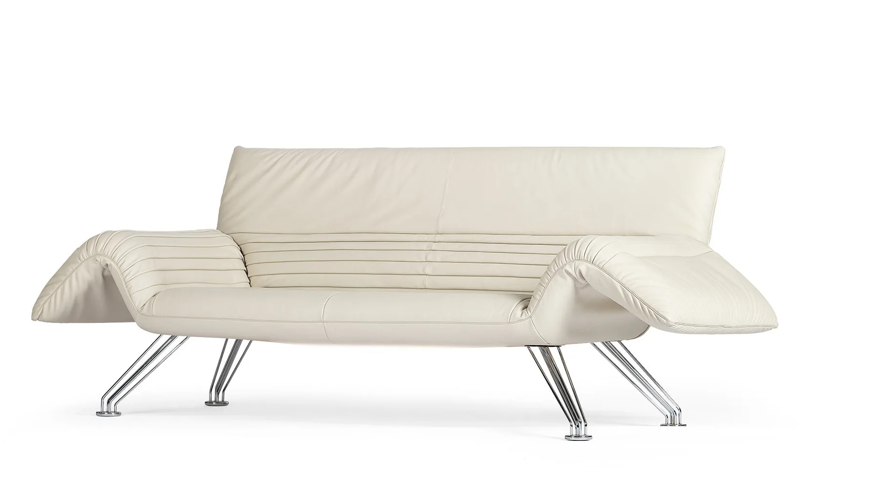 Helles Ledersofa mit verstellbaren Armlehnen von Desede Switzerland, elegantes Design.