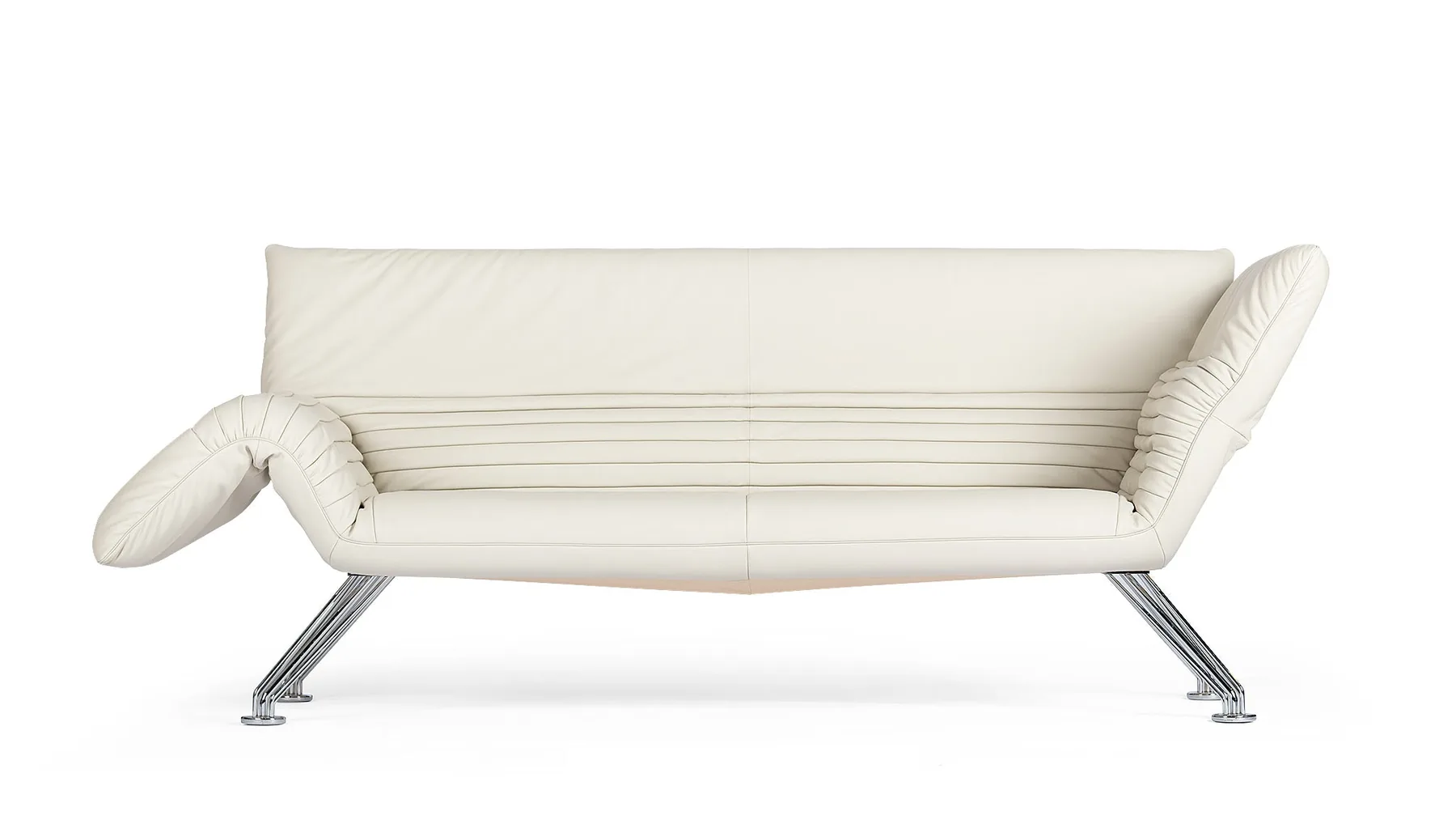 Weißes Ledersofa mit verstellbaren Armlehnen von Desede Switzerland.